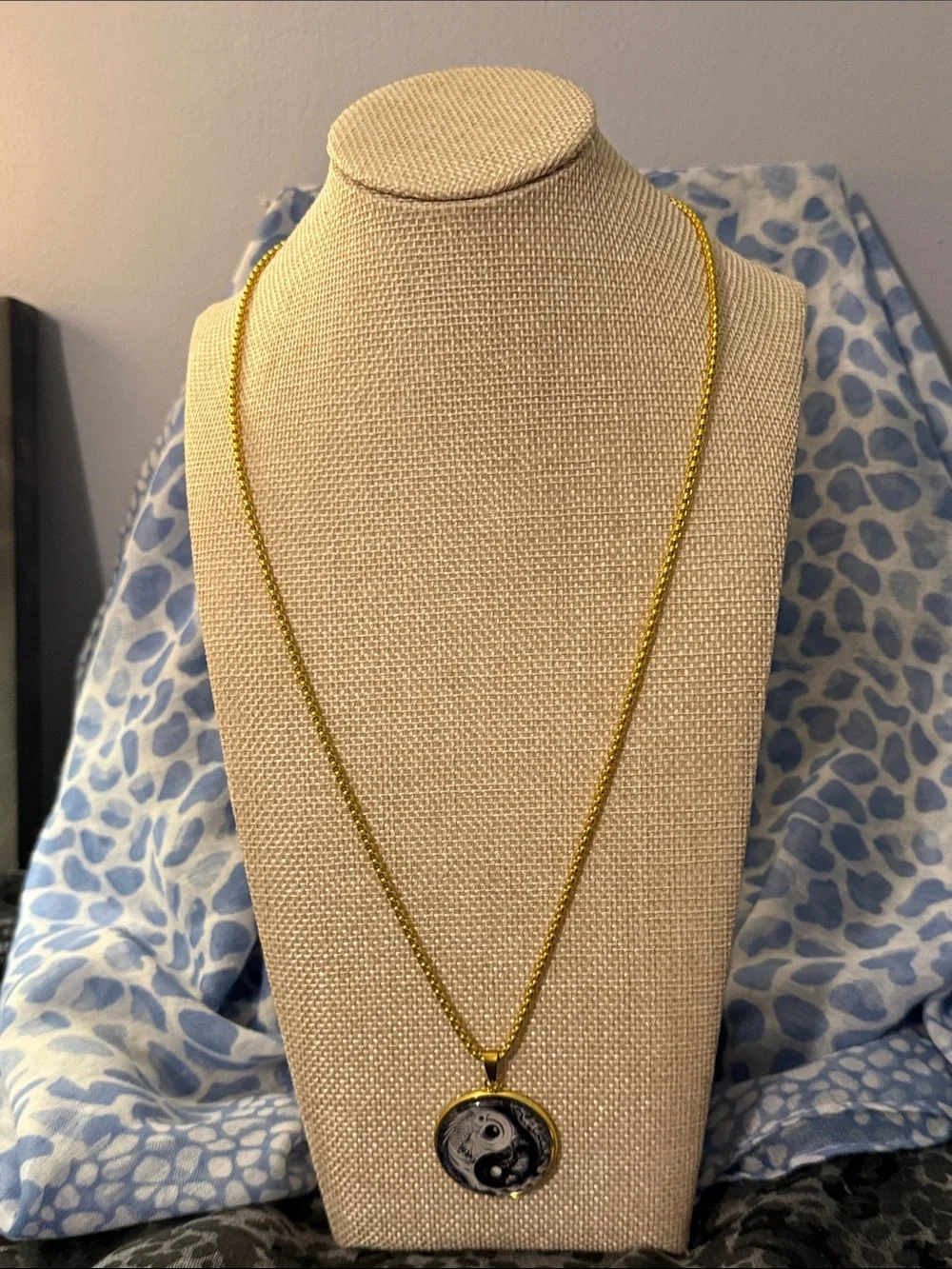 Gold-Tone Yin Yang Koi Fish Pendant Necklace - Black & White